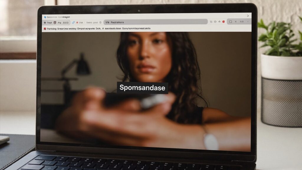 Laptop z wynikami wyszukiwania i wyróżnionym miejscem reklamowym