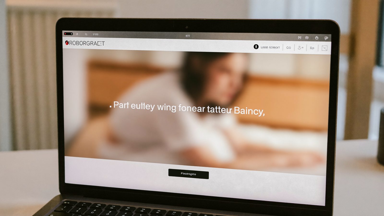 Laptop z prostą stroną docelową z jednym formularzem i przyciskiem