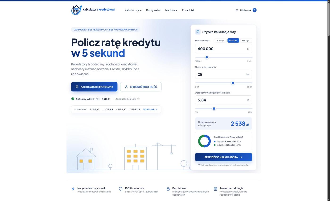 kalkulatorykredytow.pl - realizacja WXQ