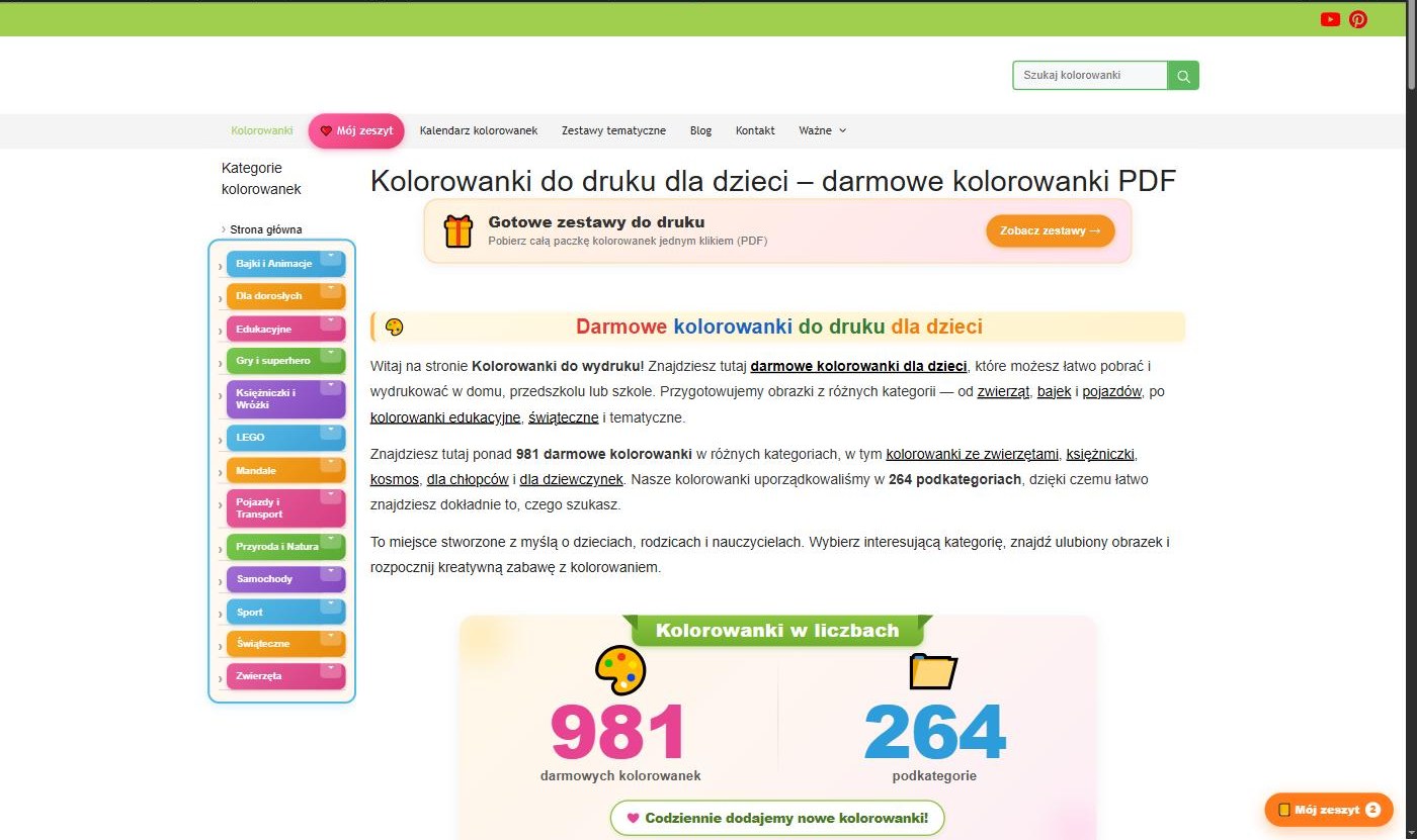 kolorowankidowydruku.pl - realizacja WXQ